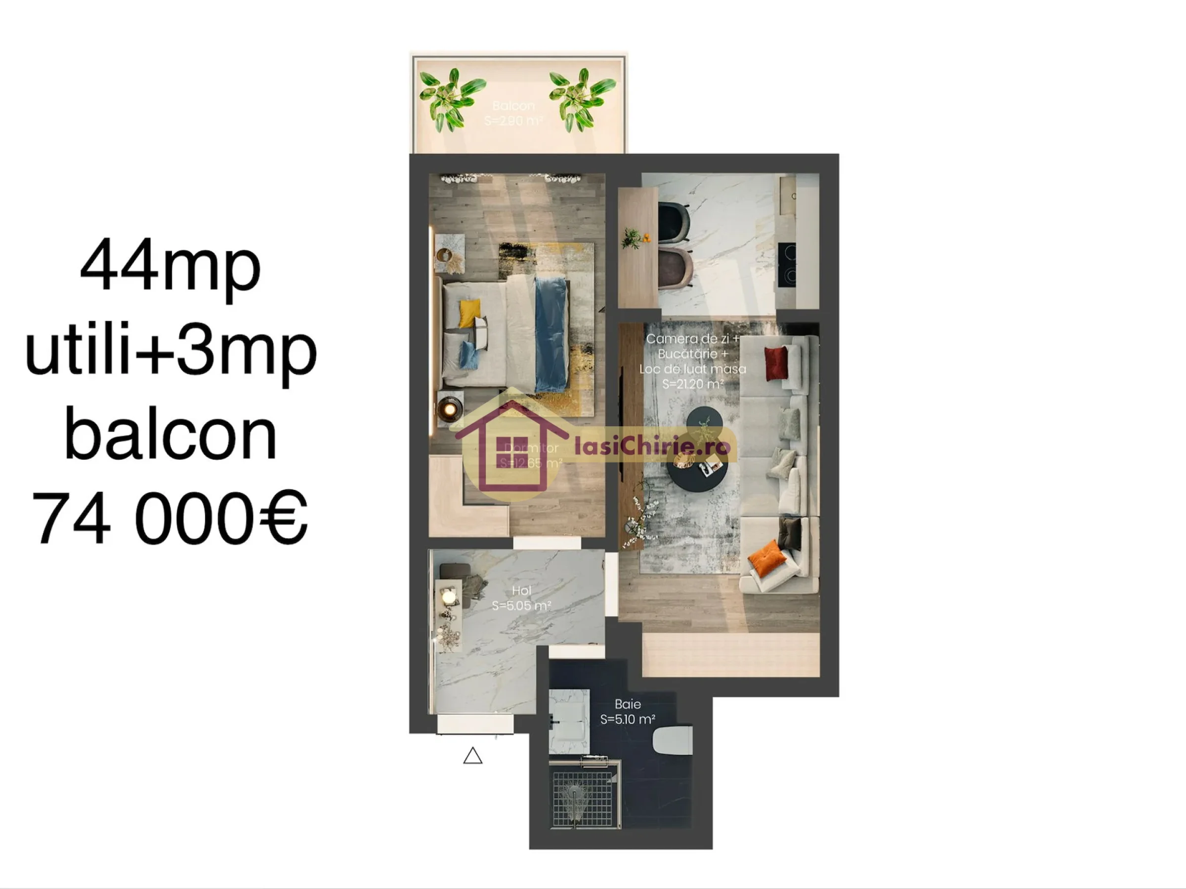 Apartament de vanzare cu 2 camere in Iasi, zona Valea Lupului - poza 2