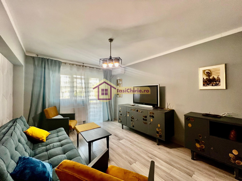 Apartament de inchiriat cu 2 camere in Iasi, de tip semidecomandat, suprafata de 60 mp, zona Ultacentral(Mitropolie)