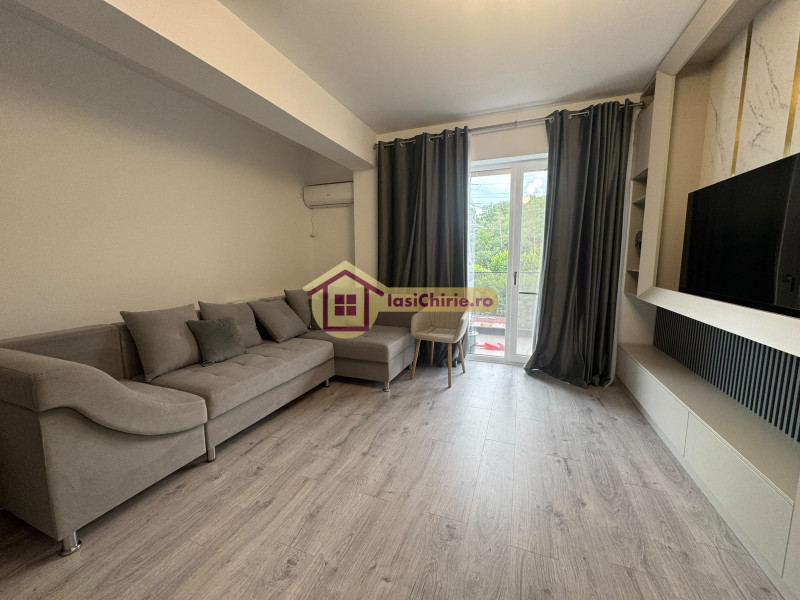 Apartament de inchiriat cu o camera in Iasi, de tip semidecomandat, suprafata de 43 mp, zona Poitiers(Manta Rosie Residence)
