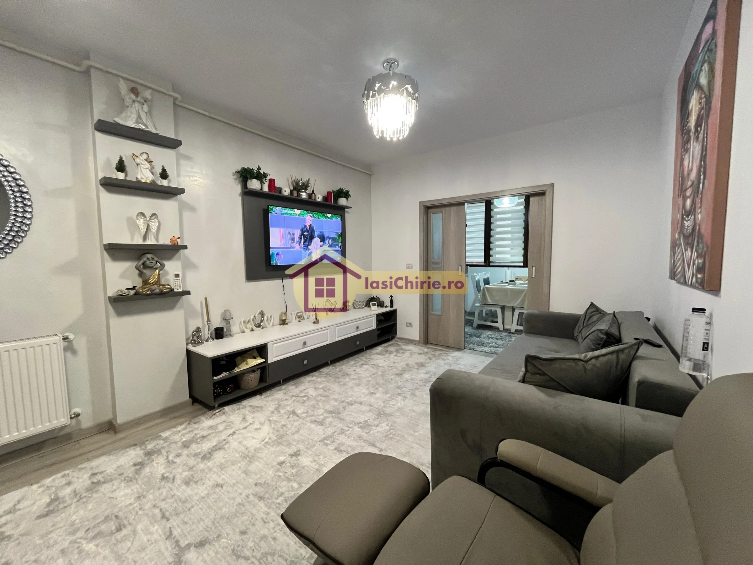 Apartament de inchiriat cu 3 camere in Iasi, de tip semidecomandat, suprafata de 70 mp, zona Valea Adanca(Nicol Residence)